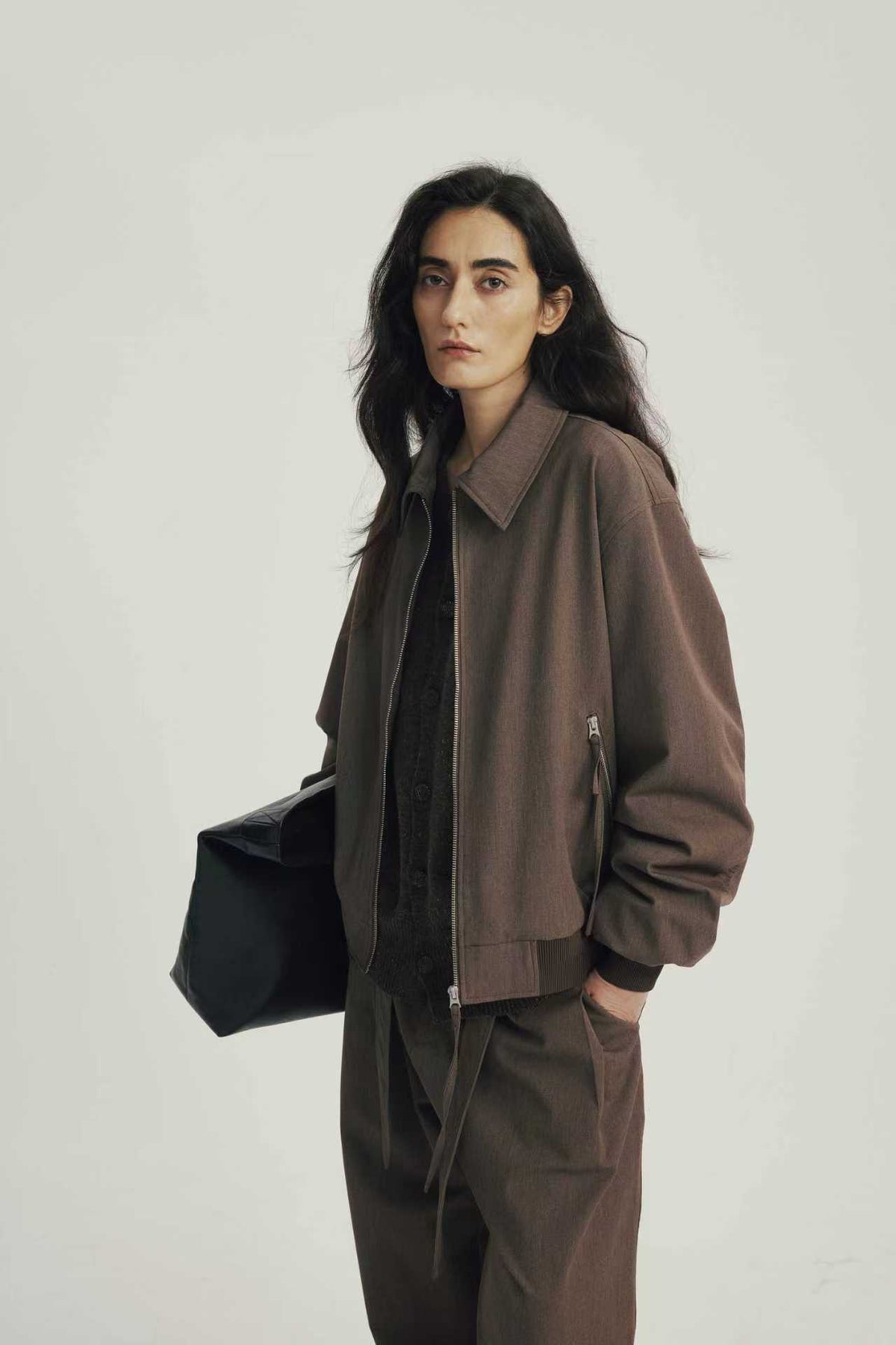 Veste Relaxed Zip Col Chemise