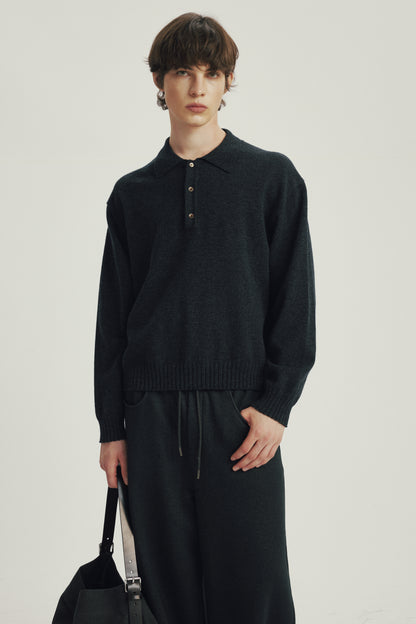 Pull Polo Laine Mélangée (ultra fine)