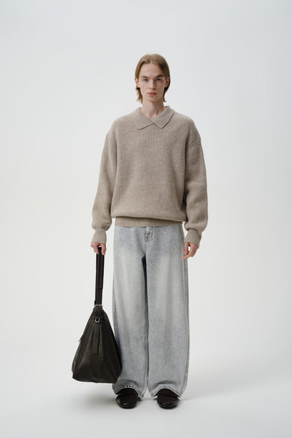 Pull Col Polo Décontracté