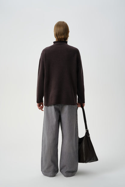 Pull Col Montant en Laine Mélangée