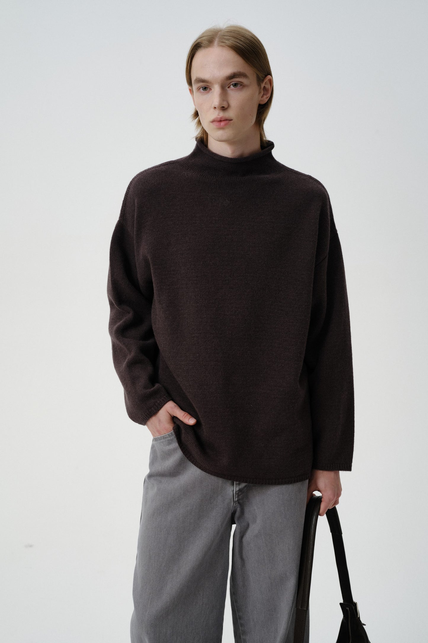 Pull Col Montant en Laine Mélangée