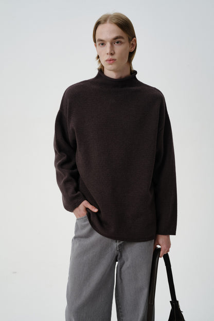 Pull Col Montant en Laine Mélangée