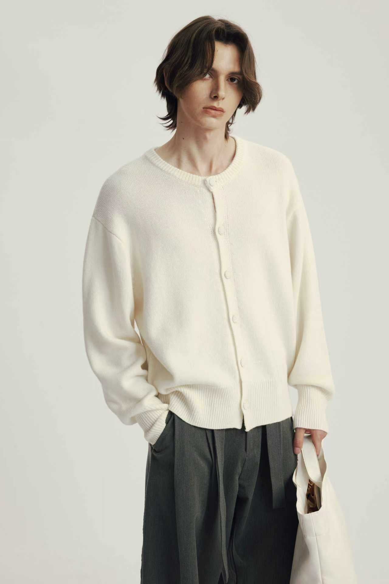 Cardigan Col Rond Laine Mélangée