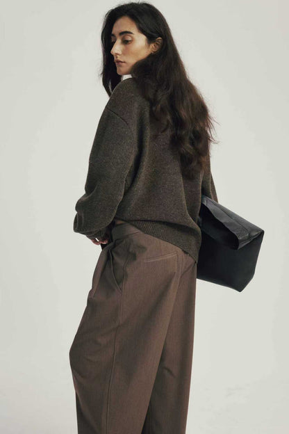 Cardigan Col Rond Laine Mélangée