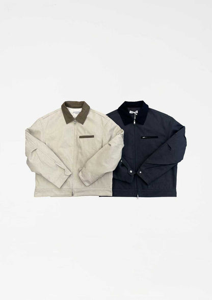 Veste Jean en Coton à Col Contrasté