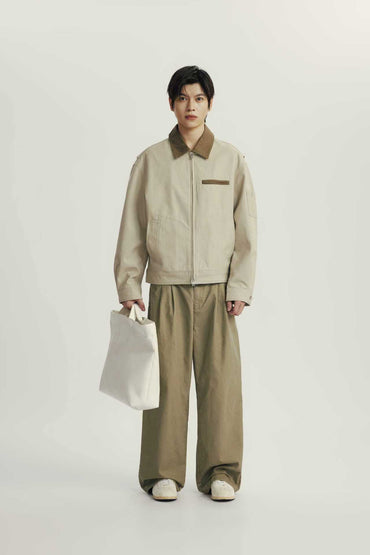 Cotton jacket with contrasting collar