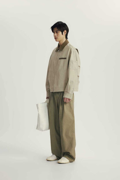 Veste Jean en Coton à Col Contrasté