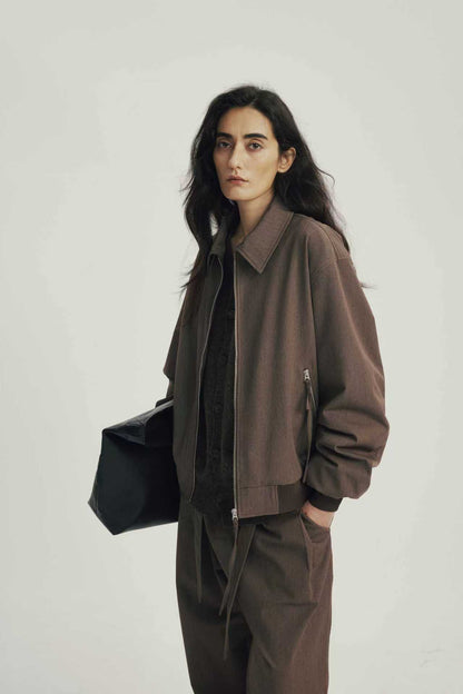 Veste Relaxed Zip Col Chemise