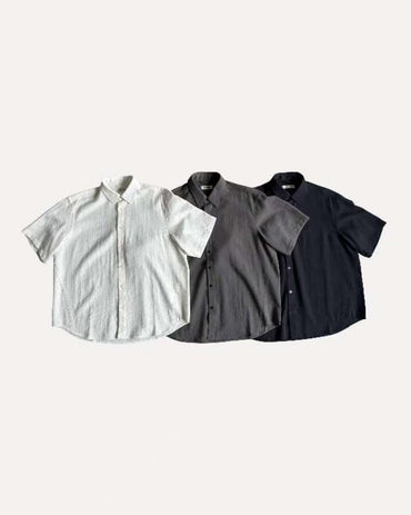 Men's Textured Linen-Look Short-Sleeve Shirt - Relaxed Fit