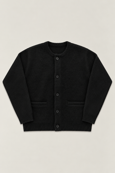 Cardigan Col Rond en Maille Épaisse Unisexe