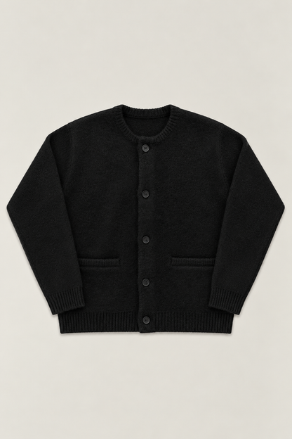 Cardigan Col Rond en Maille Épaisse Unisexe