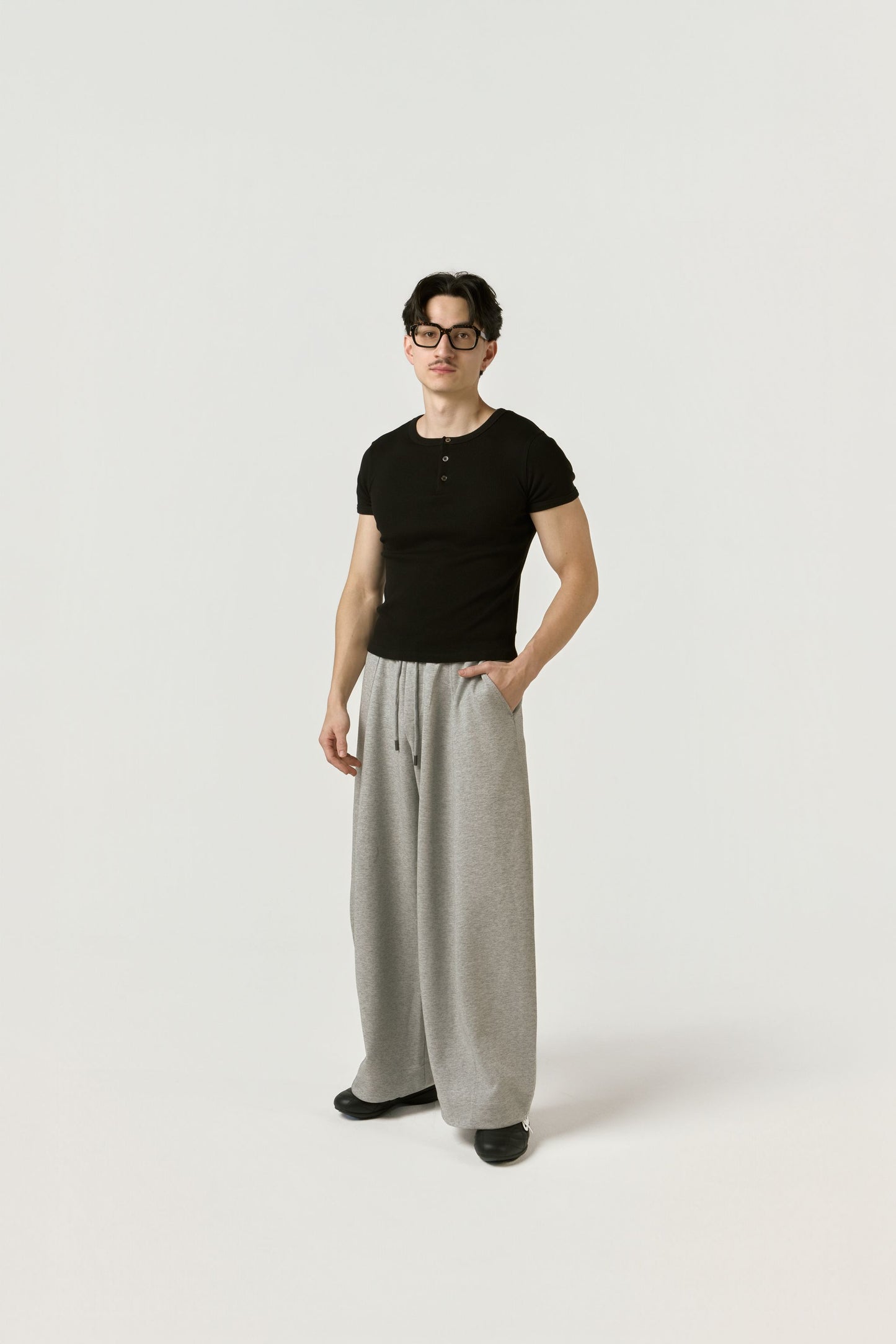 T-shirt Slim Fit Col Henley – Maille Fine Ajustée