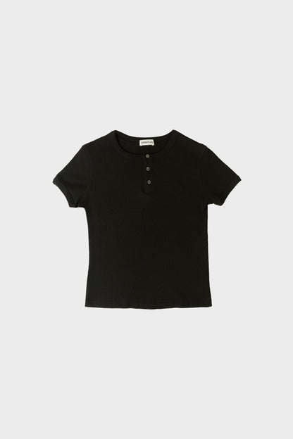 T-shirt Slim Fit Col Henley – Maille Fine Ajustée