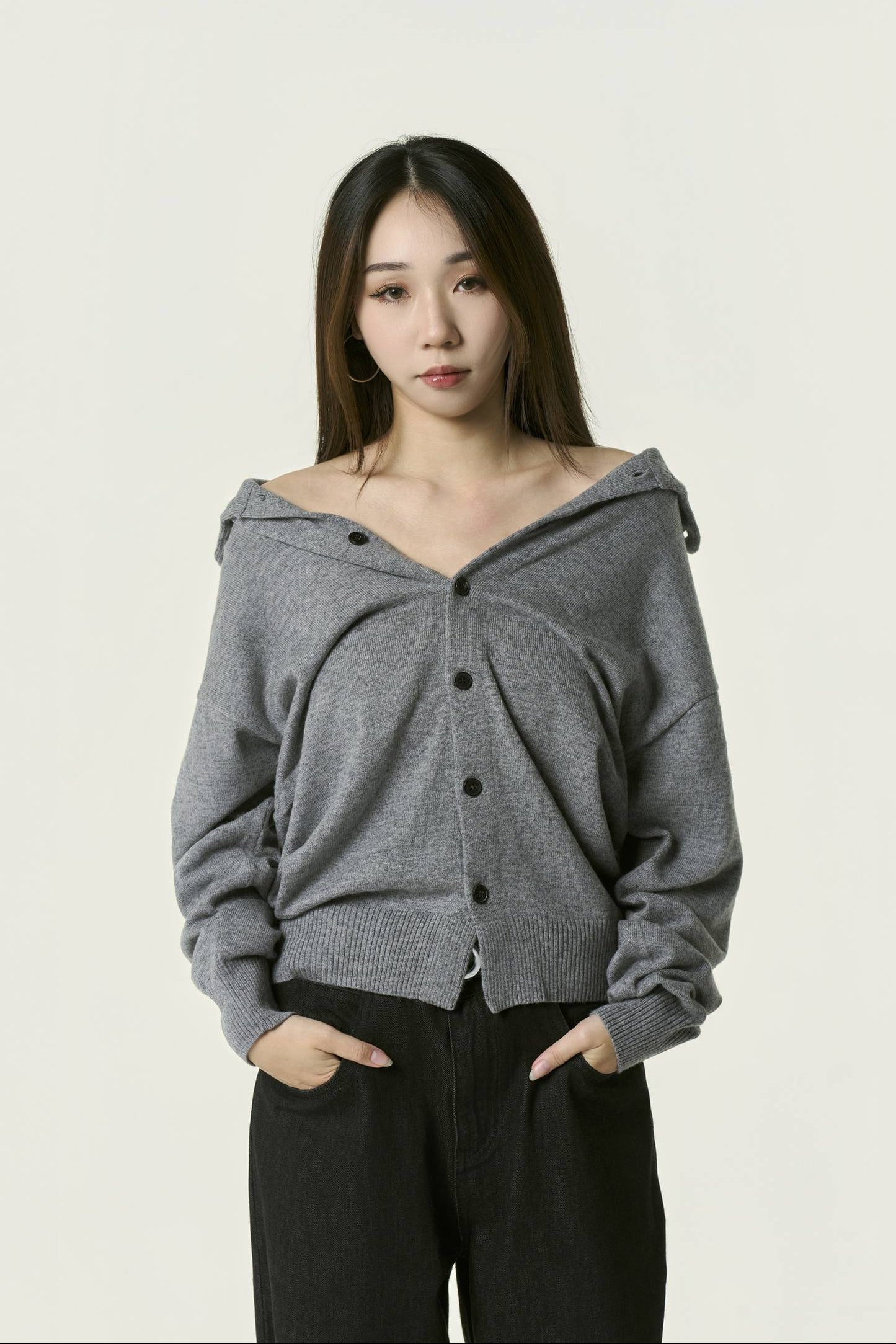 Cardigan à Col Montant