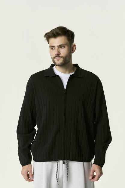 Gilet Zippé Fluide à Col Revers