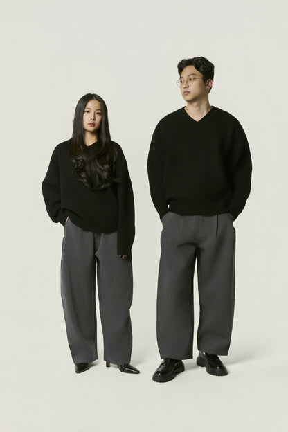 Pull col V en laine mélangée