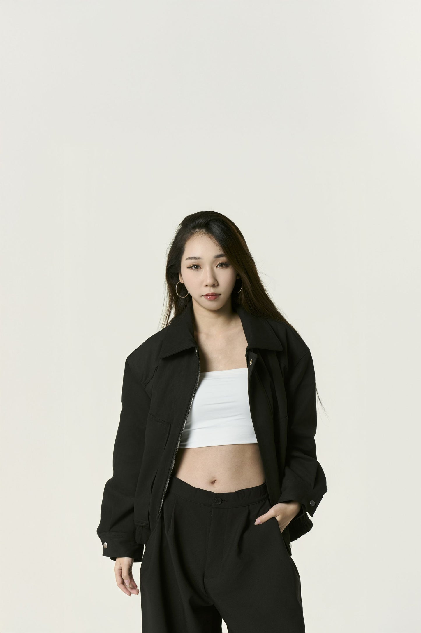 Veste Relaxed Zip Col Chemise