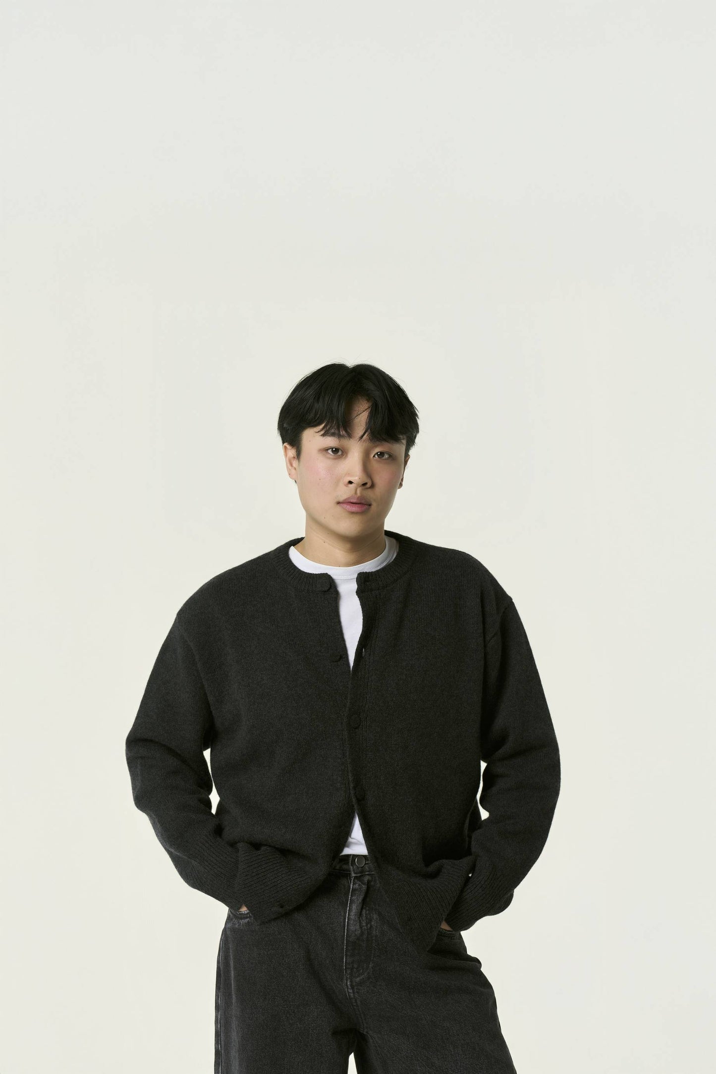 Cardigan Col Rond Laine Mélangée