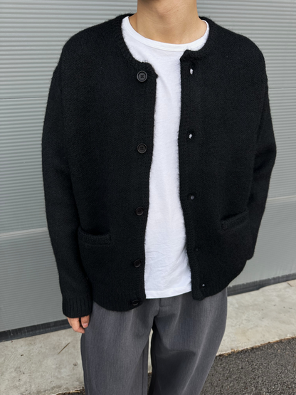 Cardigan Col Rond en Maille Épaisse Unisexe