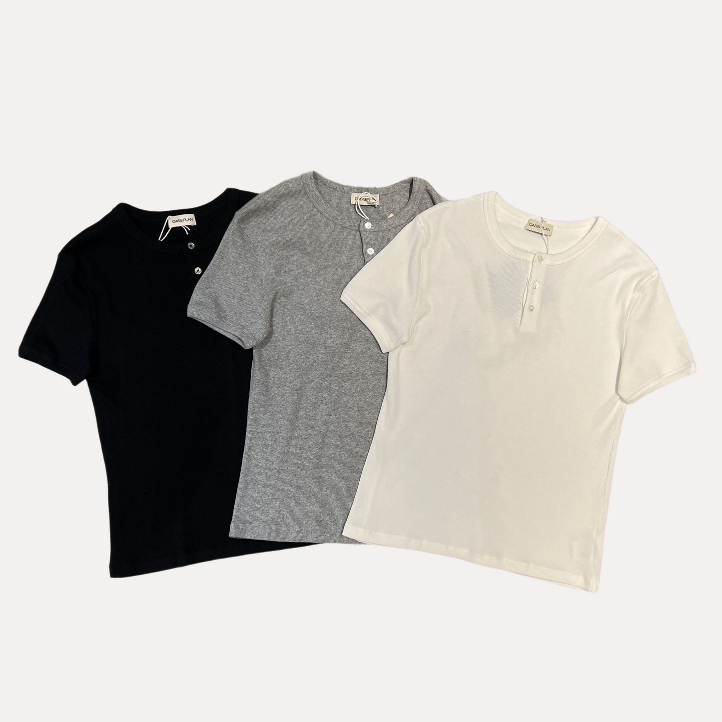 T-shirt Slim Fit Col Henley – Maille Fine Ajustée