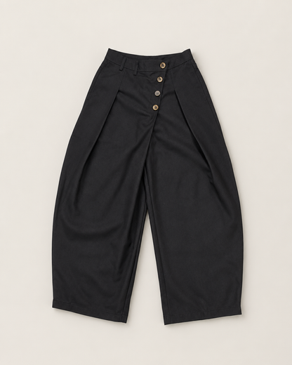 Pantalon Ample à Pinces à Fermeture croisée