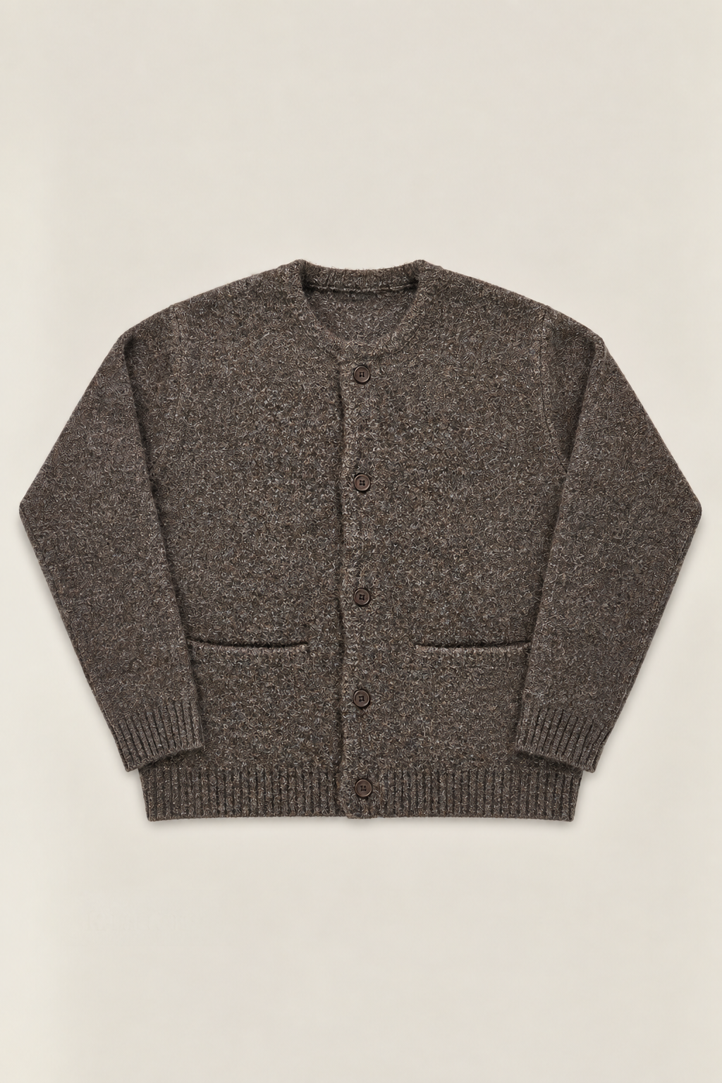 Cardigan Col Rond en Maille Épaisse Unisexe