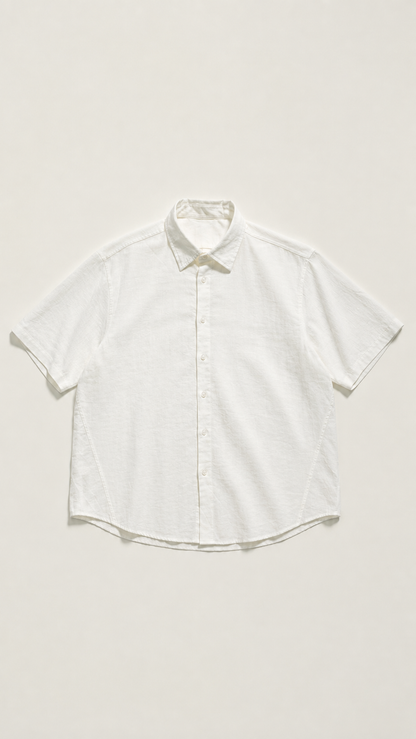 Chemise Manches Courtes Texturée Effet Lin - Coupe Décontractée