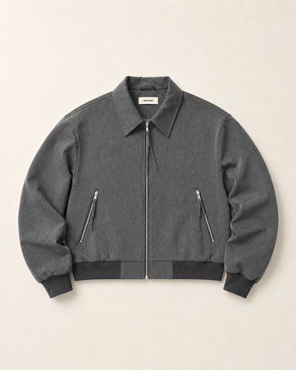 Veste Relaxed Zip Col Chemise