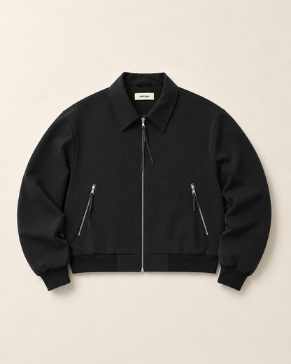 Veste Relaxed Zip Col Chemise