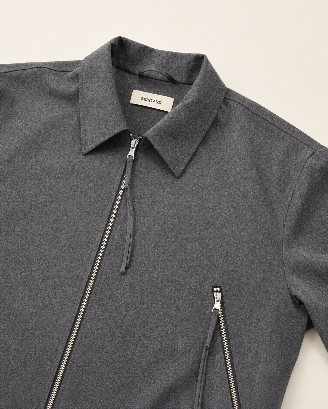 Veste Relaxed Zip Col Chemise